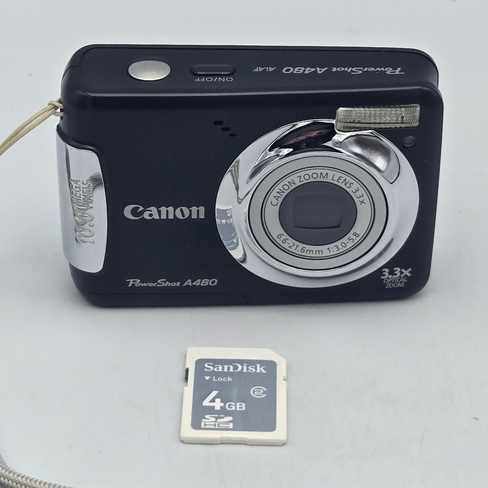 Canon PowerShot A480 Digital Camera Black Glitchy Zoom Lens May Need Repair